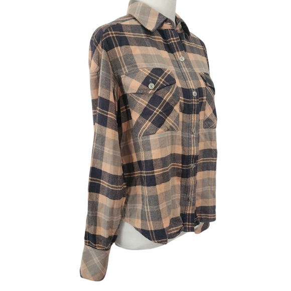 Rag & Bone Cruz Cotton Blend Button Up Flannel Top in Pink Plaid - Picture 7 of 12